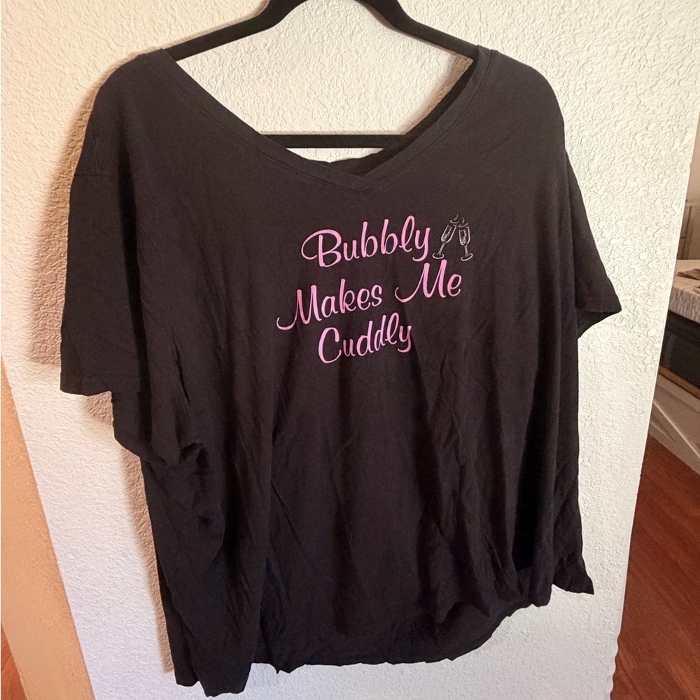 Bubbly Makes Me Cuddly Black Graphic Tee